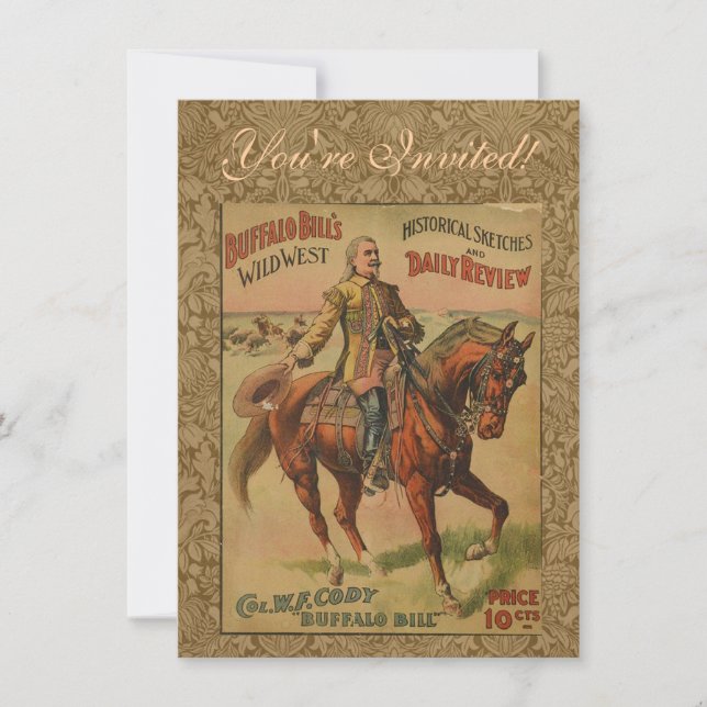 Western Buffalo Bill Wild West Invitation (Front)