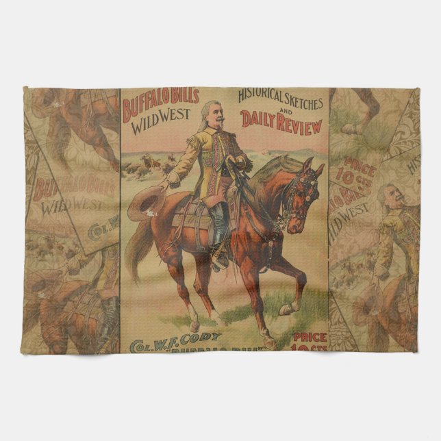 Western Buffalo Bill Wild West Tea Towel (Horizontal)