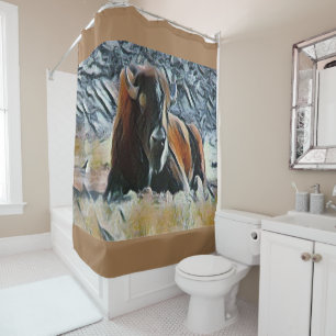 Western Buffalo Design Home Decor Bathroom Shower Curtain