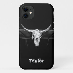 Western Bull Skull Black And White Old Rustic Case-Mate iPhone Case
