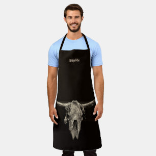 Western Bull Skull Country Cowboy Rustic Vintage Apron