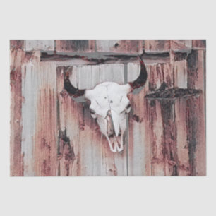 Western Bull Skull Rustic Barn Wood Brown Vintage Tissue Paper