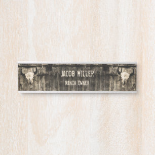 Western Bull Skull Vintage Sepia Rustic Door Sign
