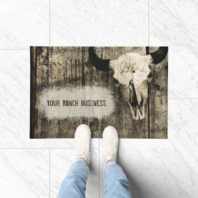 Western Bull Skull Vintage Sepia Rustic Doormat (Indoor)