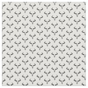 Western Bull Skull with Horns CUSTOM BACK COLOR Fabric