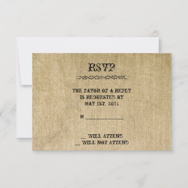 Western Burlap Response Card (Front)