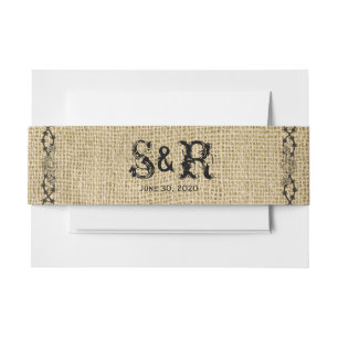 Western Burlap Wedding Belly Band Invitation Belly Band