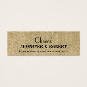 Western Burlap Wedding Drink Tickets