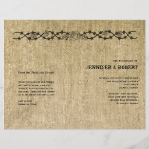 Western Burlap Wedding Program