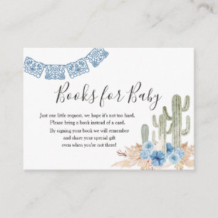 Western Cactus Books for Baby Blue Floral Mexican Enclosure Card