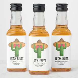 Western Cactus Cowboy Funny Custom Theme Party Liquor Bottle Label