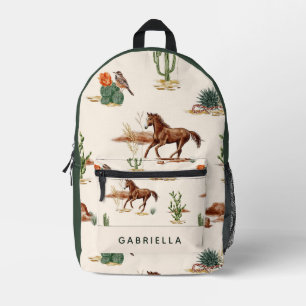 Western Cactus Desert Horse Cowgirl Personalised Printed Backpack