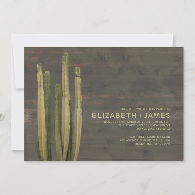Western Cactus Wedding Invitations (Front)