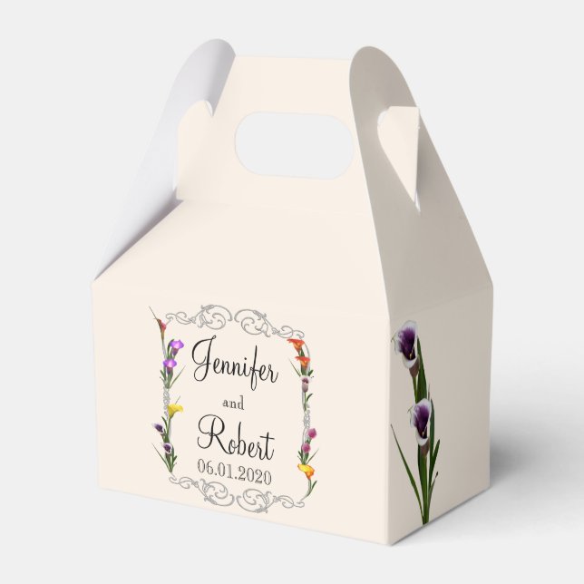 Western Calla Lily Posh Wedding Favour Box (Front Side)