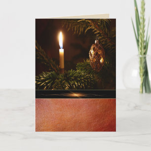 Western Candle Ornament Leather Print Holiday Card