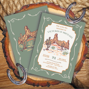 Western Canyon Desert Cactus Wedding Invitation