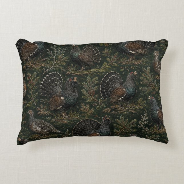 Western capercaillie Illustration Decorative Cushion (Front)
