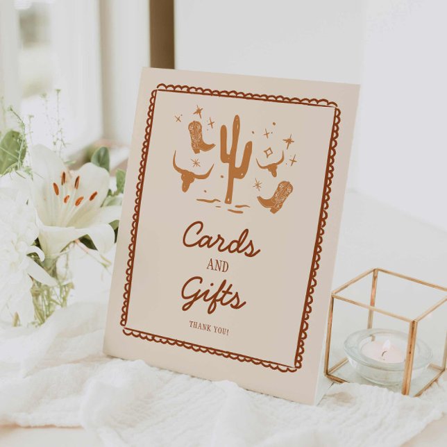 Western Cards and Gifts Bridal Shower Party Sign (Western Rustic Cards and Gift Sign)
