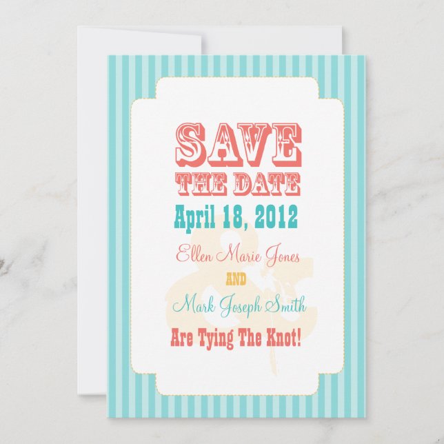 Western Carnival - Save The Date Blue & Coral (Front)