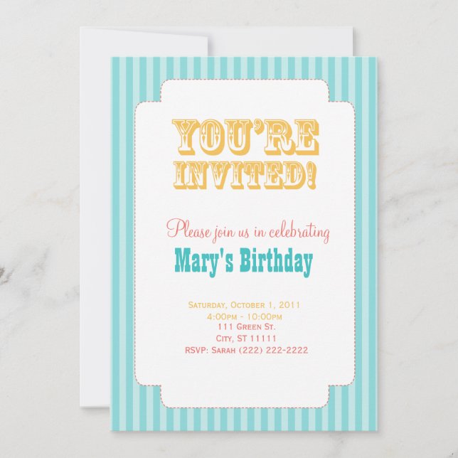 Western Carnival - You're Invited! - Blue & Yellow Invitation (Front)