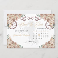 Western Champagne Gold Quinceañera Save The Date