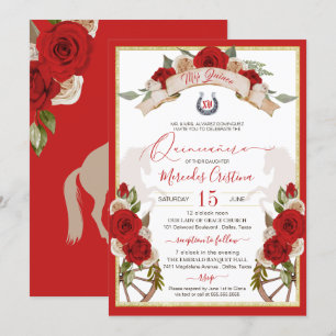 Western Charro Apple Red Horses Quinceanera Invitation