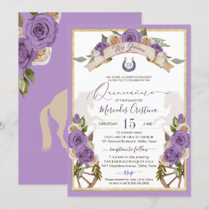 Western Charro Lavender Roses Horses Quinceanera Invitation