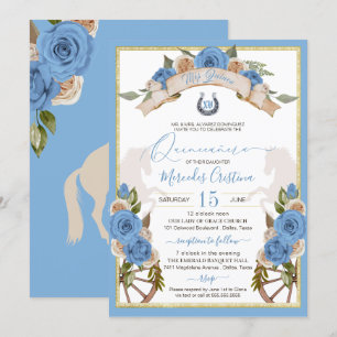 Western Charro Light Blue Horses Quinceanera Invitation