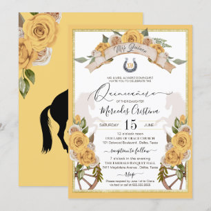 Western Charro Yellow Roses Quinceanera Invitation