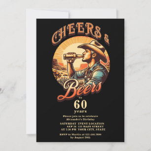 Western Cheers and Beers to 60 Years Birthday Part Invitation