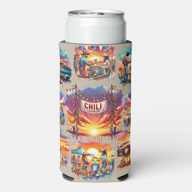 Western Chilli Cookoff Scenes 1 Seltzer Can Cooler (Seltzer Back)