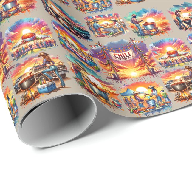 Western Chilli Cookoff Scenes 1 Wrapping Paper (Roll Corner)