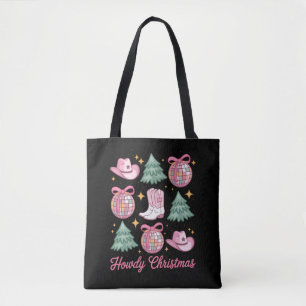 Western Christmas Coquette Howd Girly Boots Hat  Tote Bag