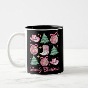 Western Christmas Coquette Howd Girly Boots Hat Two-Tone Coffee Mug