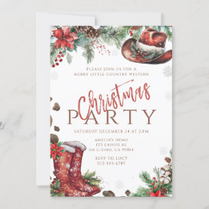 Western Christmas Country Boots Party Invitation