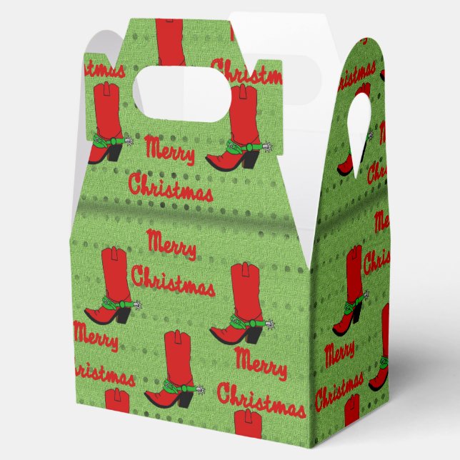 Western Christmas Cowboy Boot Gift Box (Opened)