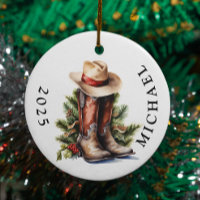 Western Christmas Cowboy Boots Hat Name