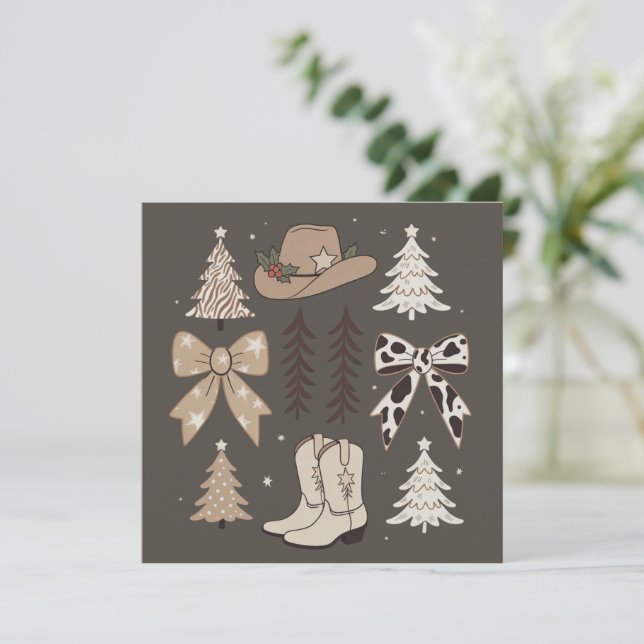 Western Christmas Cowboy Country Rodeo Aesthetic  Holiday Card (Standing Front)
