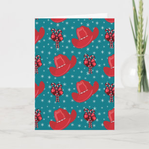 Western Christmas Cowboy Hats And Candy Canes Holiday Card