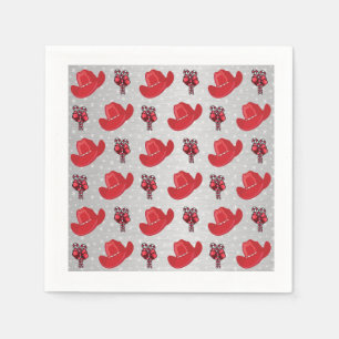 Western Christmas Cowboy Hats And Candy Canes Napkin