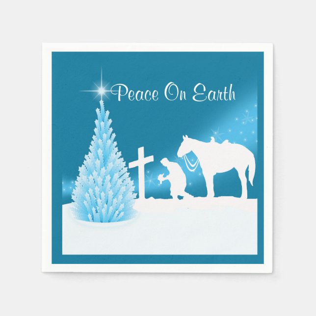 Western Christmas Cowboy Praying Napkin (Front)