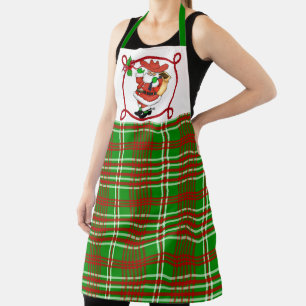 Western Christmas Cowboy Santa And Plaid Apron