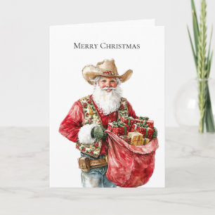 Western Christmas Cowboy Santa Card