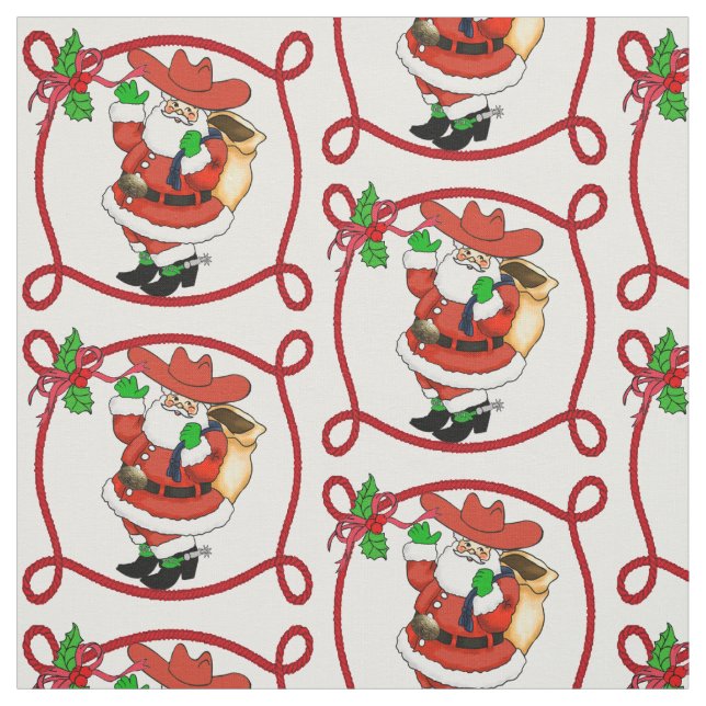 Western Christmas Cowboy Santa Fabric (Swatch)
