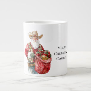 Western Christmas Cowboy Santa  Large Coffee Mug