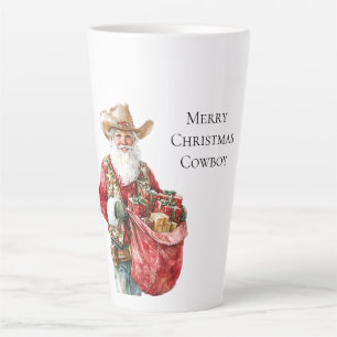 Western Christmas Cowboy Santa  Latte Mug