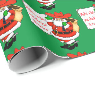 Western Christmas Cowboy Santa Makin' A List Wrapping Paper