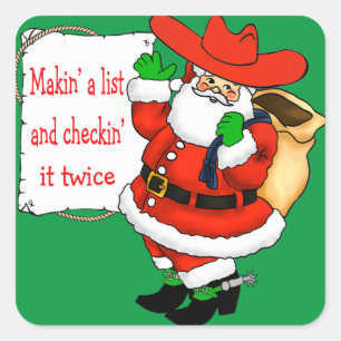 Western Christmas Cowboy Santa Stickers