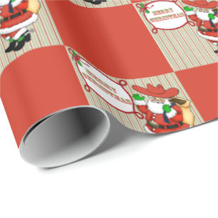 Western Christmas Cowboy Santa Wrapping Paper