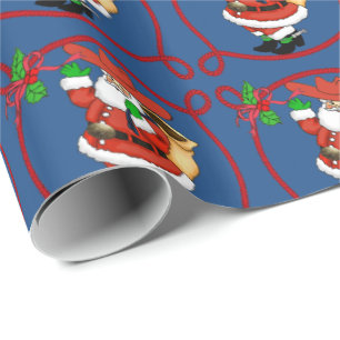 Western Christmas Cowboy Santa Wrapping Paper